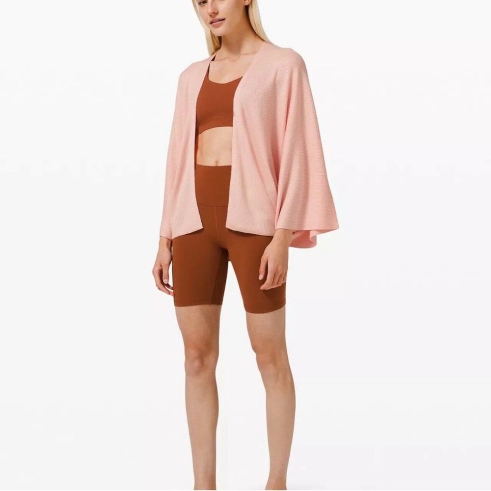 Lululemon Cashlu Knit Textured Wrap Pink Mist NO size marked (M/L)?